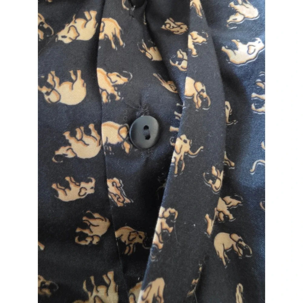 Thai Silk by Apple Mens Elephant Print Boxer Shorts Black Gold Size M Loungewear
